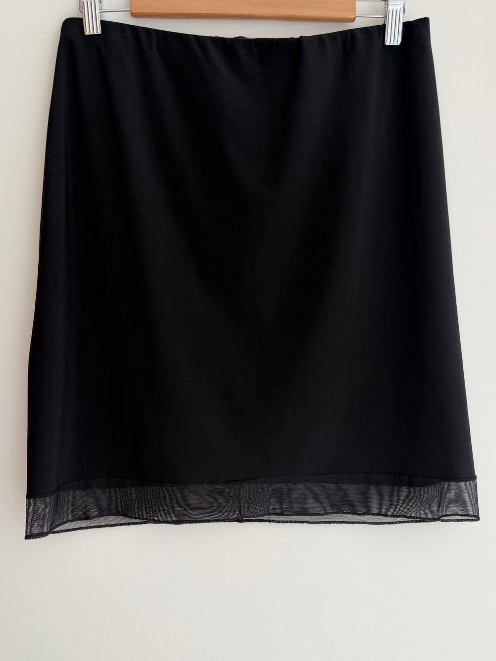 SYMPLI Jersey Pull On Mini Skirt Mesh Hem Detail Travel Versatile Day to Night